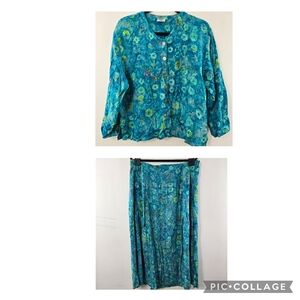 Very Vineyard Martha's Vineyard Edgartown Boho Floral Coastal Grandma Skirt Set